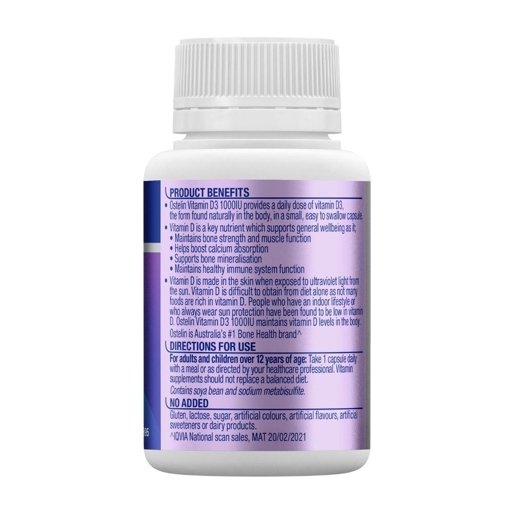 Ostelin Vitamin D3 1000IU – 130 Liquid Capsules