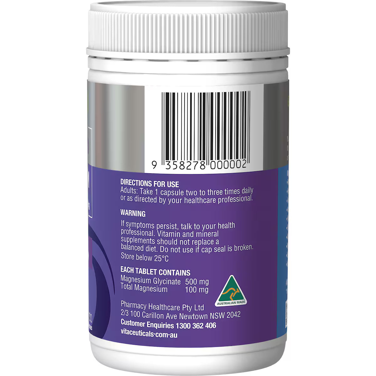 Vitaceuticals Magzorb Magnesium Glycinate Tablets 500mg 100 tablets