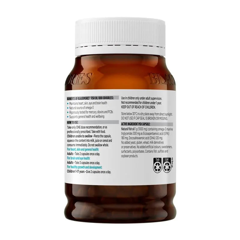 Blackmores Fish Oil 1000mg Omega-3 Capsules 200 Capsules