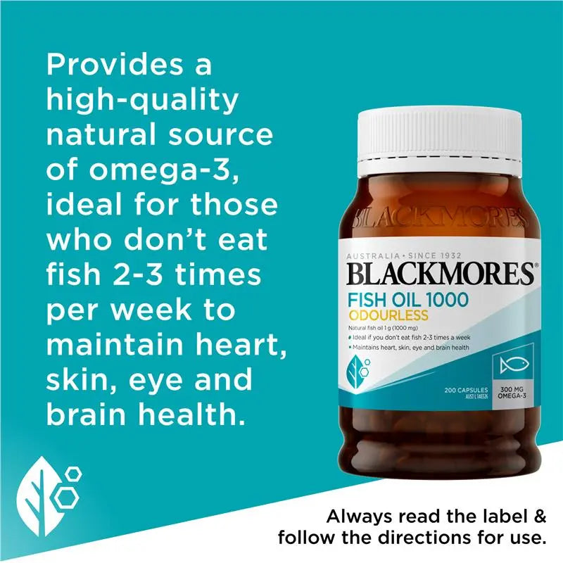 Blackmores Fish Oil 1000mg Omega-3 Capsules 200 Capsules